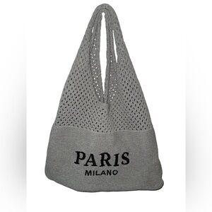 Paris Milano Grey Knit Tote Beach Bag